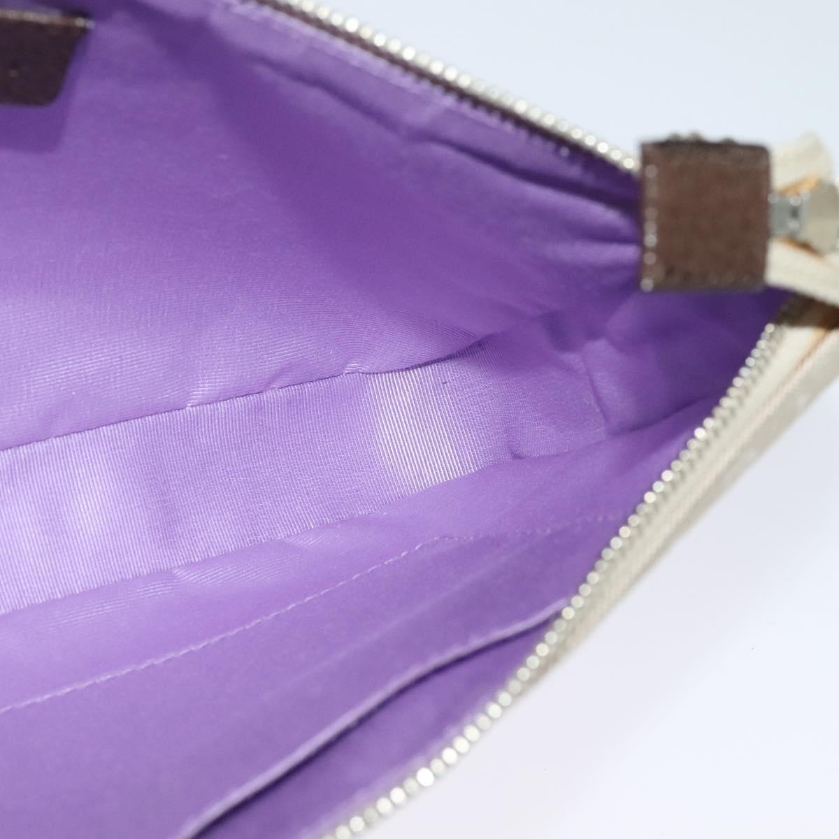 BVLGARI Shoulder Bag Canvas Ivory Silver Auth 121484