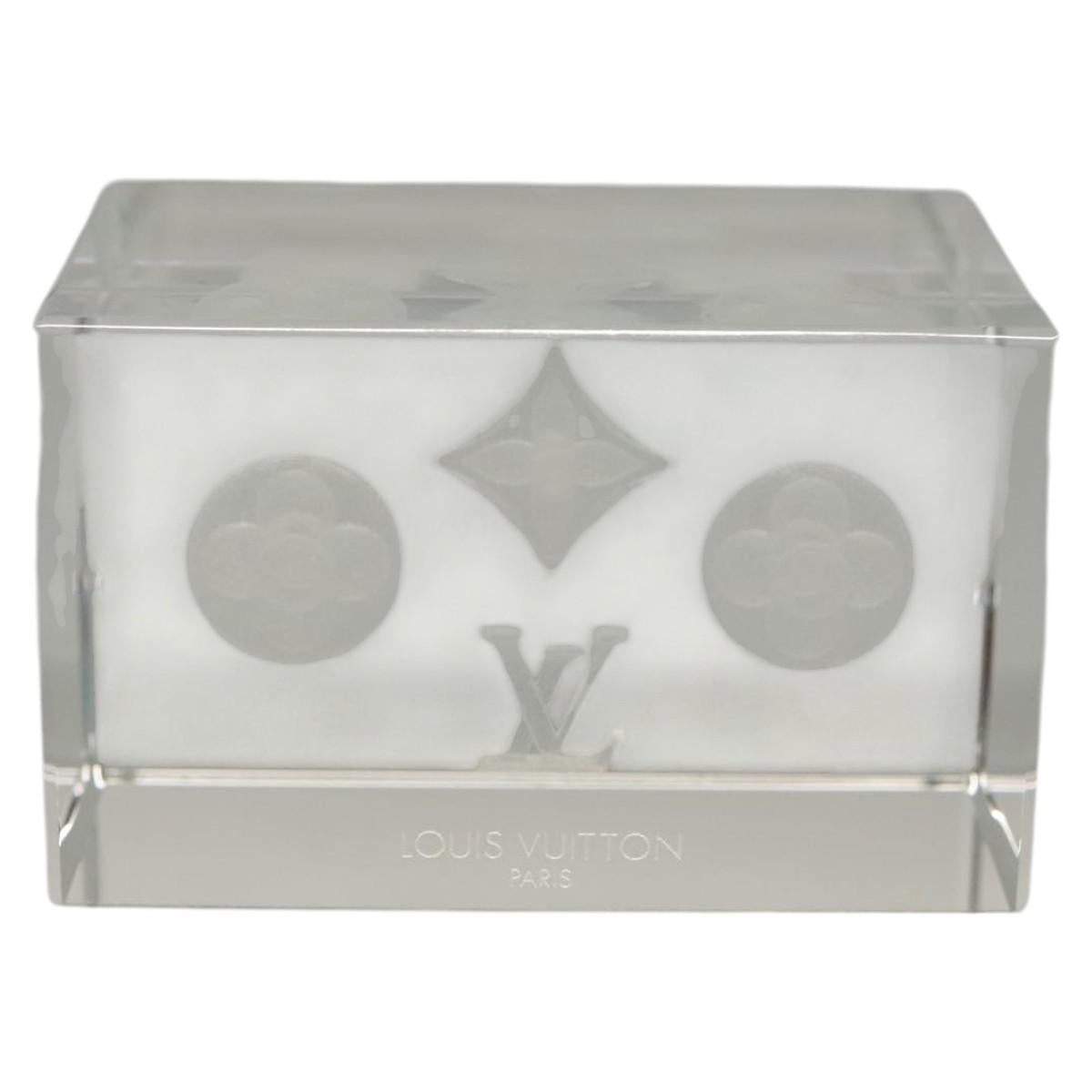 LOUIS VUITTON Paper Weight Glass Clear LV Auth 121487
