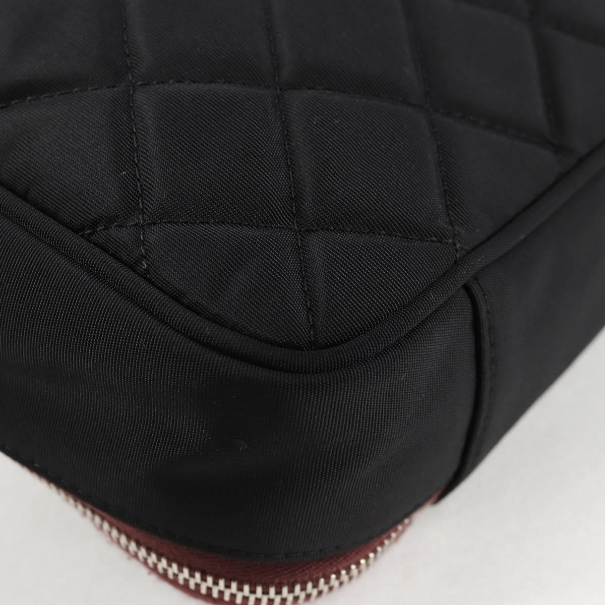 CHANEL Matelasse PC Case Nylon Black Silver CC Auth 121516M