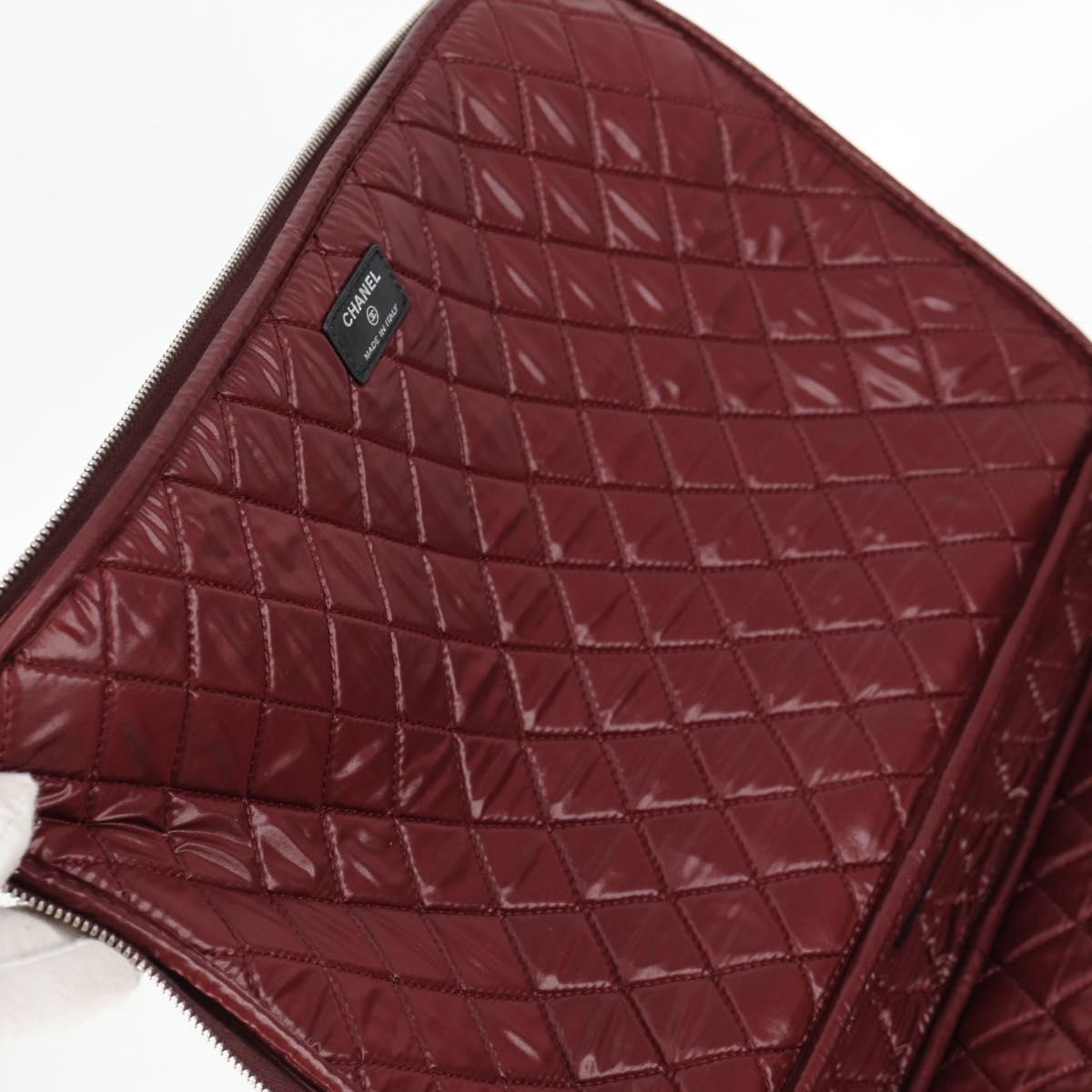 CHANEL Matelasse PC Case Nylon Black Silver CC Auth 121516M