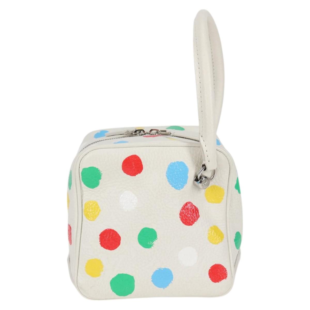 LOUIS VUITTON Monogram Yayoi Kusama Square bag Hand Bag White LV Auth 121522M