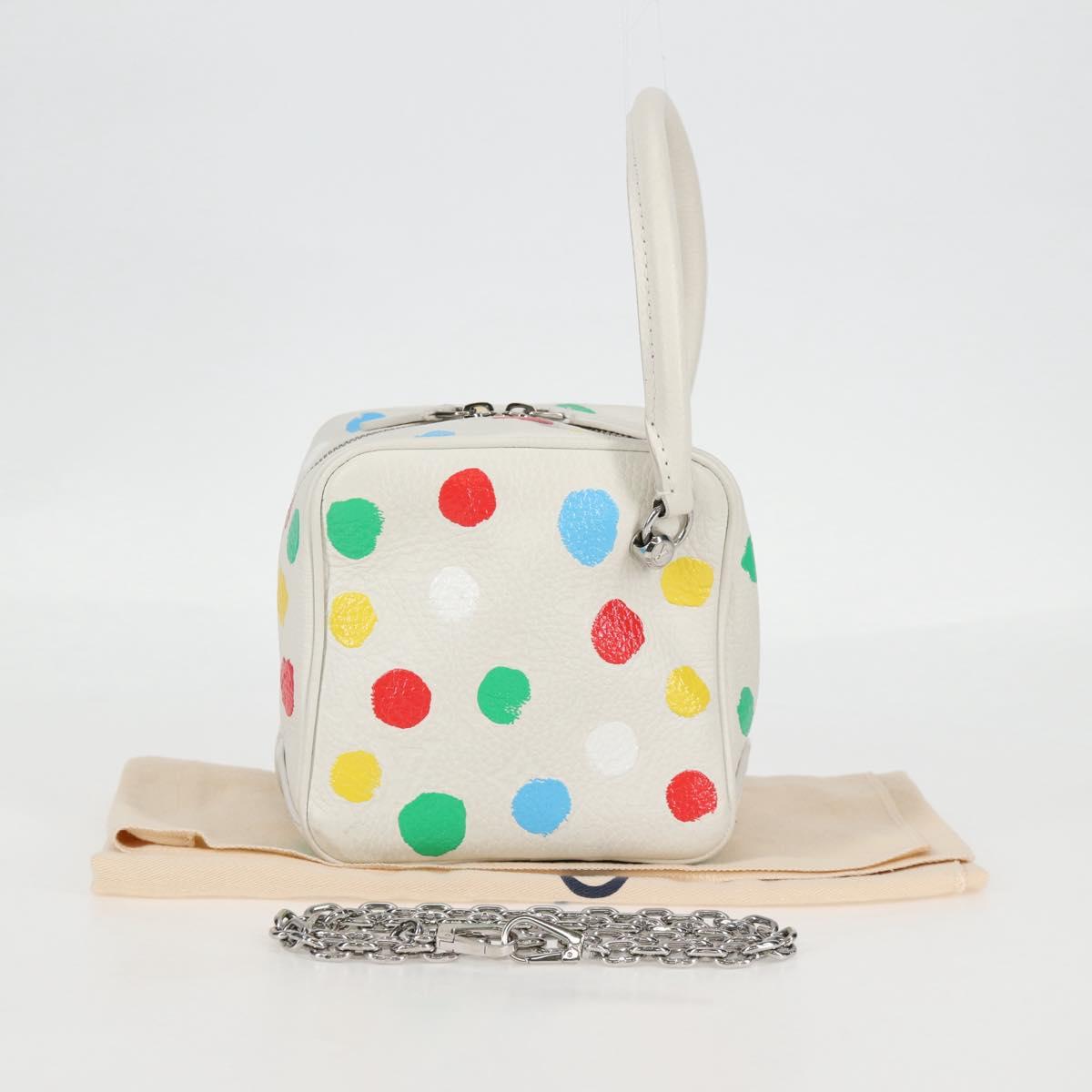 LOUIS VUITTON Monogram Yayoi Kusama Square bag Hand Bag White LV Auth 121522M
