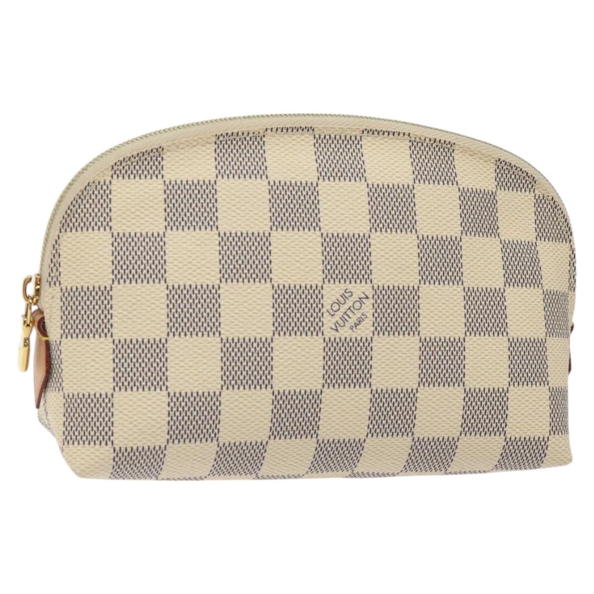 LOUIS VUITTON Damier Azur Pochette Cosmetic PM Pouch N60024 LV Auth 121541