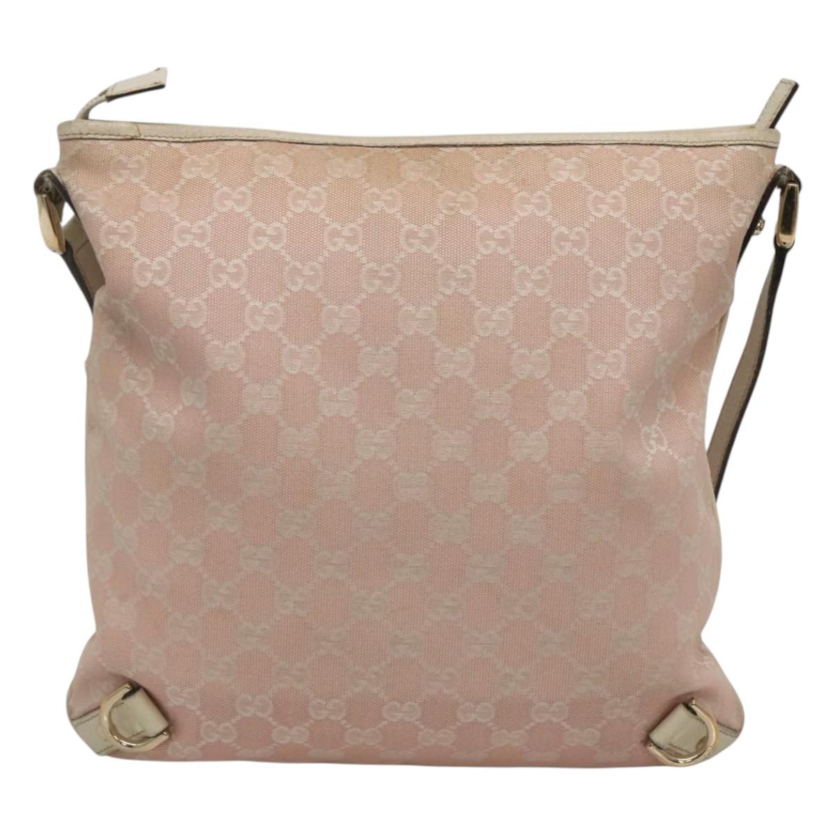 GUCCI GG Canvas Shoulder Bag Gold Pink 131326 Auth 121544