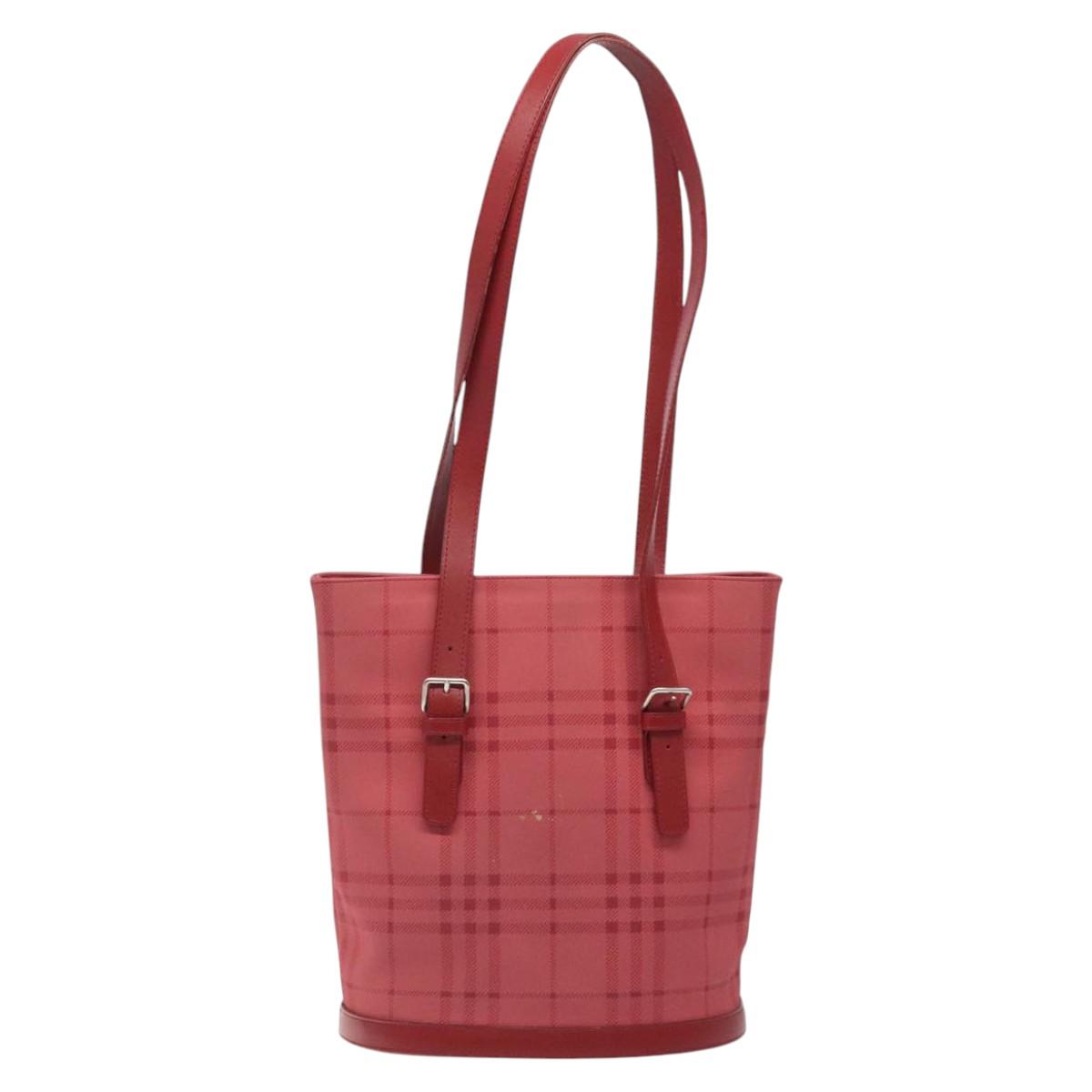 BURBERRY Nova Check Shoulder Bag Canvas Red Auth 121545