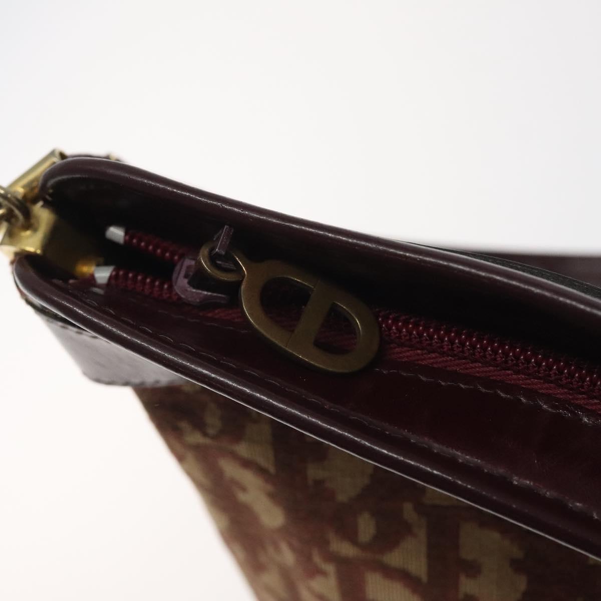 Christian Dior Trotter Canvas Shoulder Bag Red Gold Auth 121548