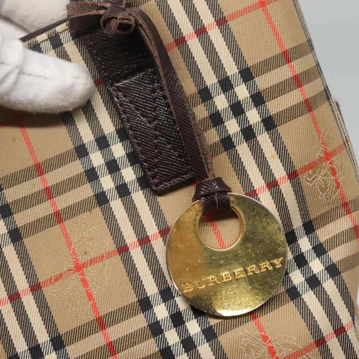 BURBERRY Nova Check Tote Bag Canvas Beige Gold Auth 121552