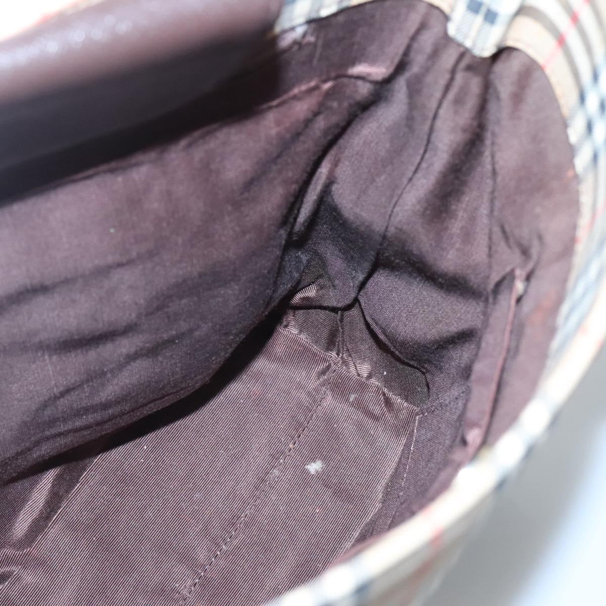 BURBERRY Nova Check Tote Bag Canvas Beige Gold Auth 121552