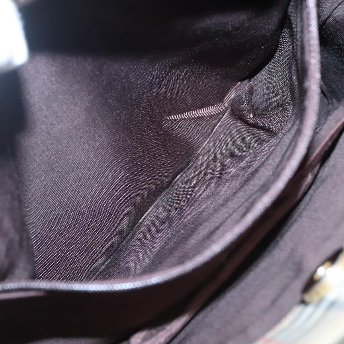 BURBERRY Nova Check Tote Bag Canvas Beige Gold Auth 121552