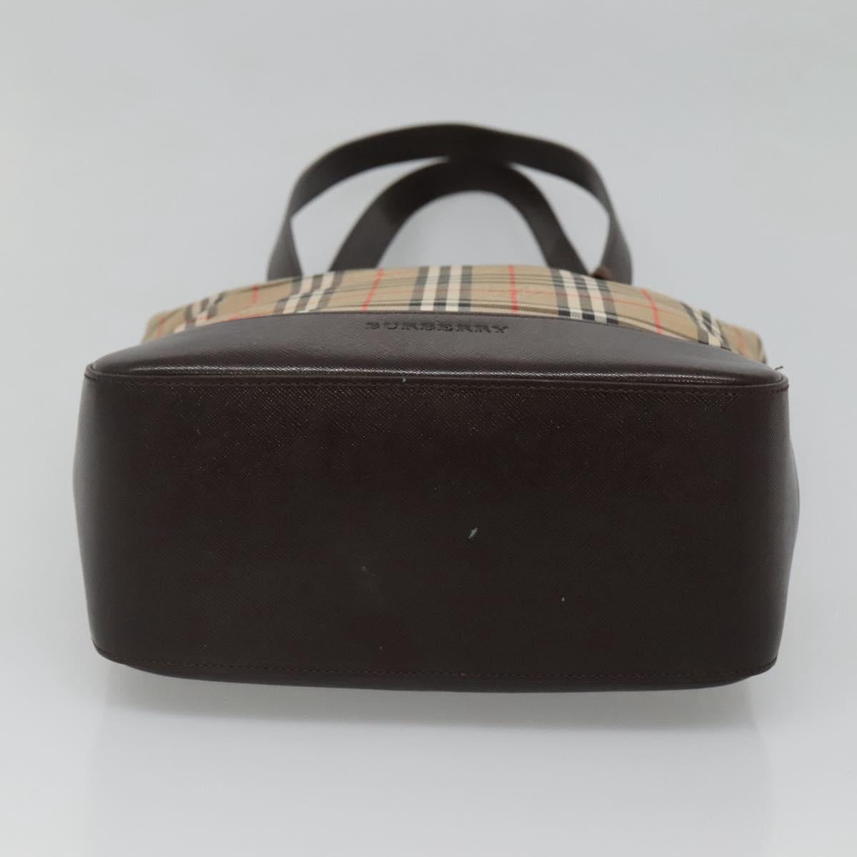 BURBERRY Nova Check Tote Bag Canvas Beige Gold Auth 121552