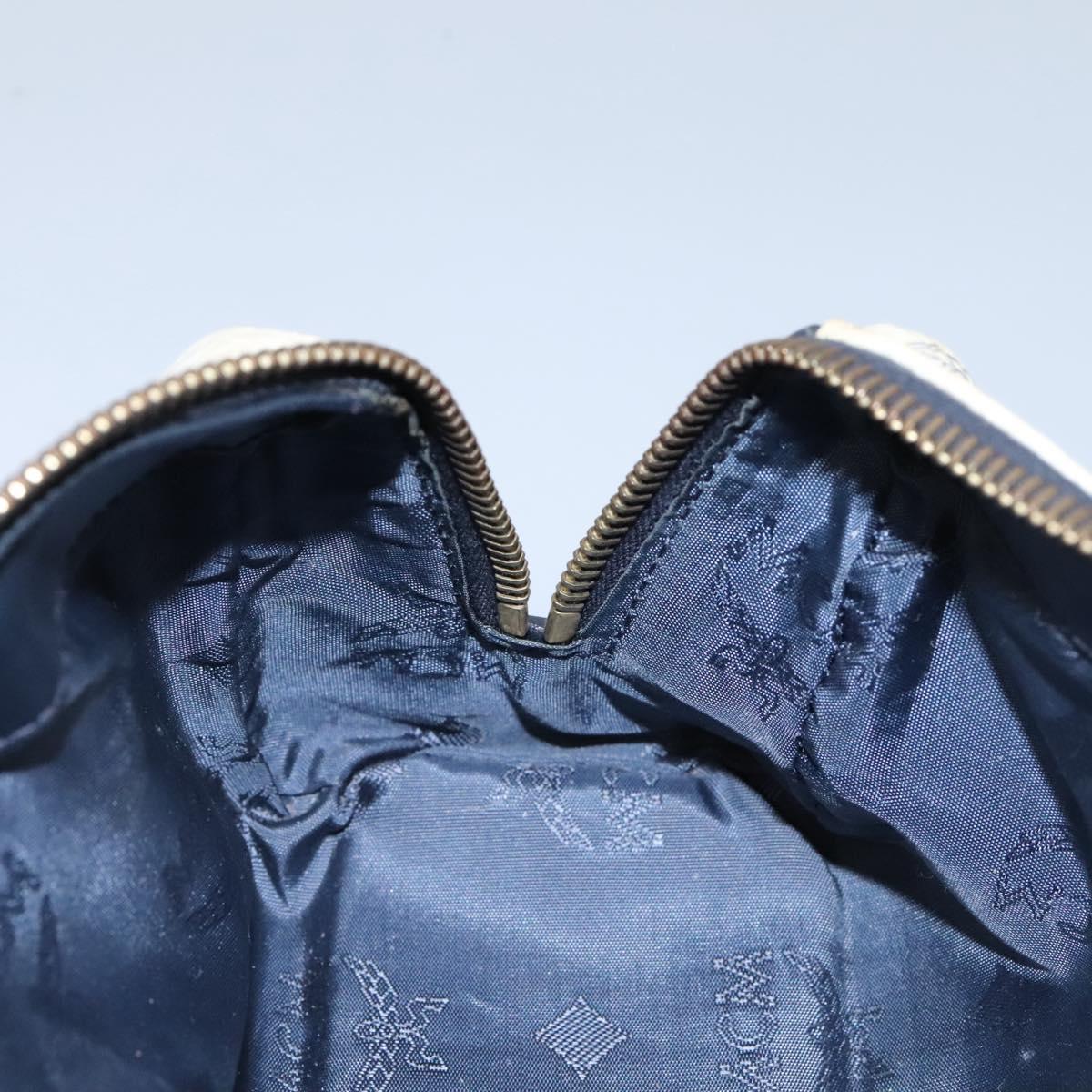 MCM Logogram Vicetos Hand Bag PVC Leather 2way White Gold Auth 121553