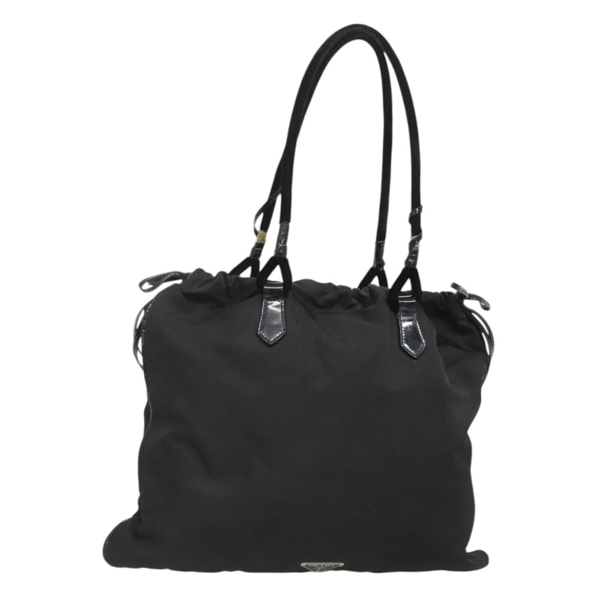 PRADA Tote Bag Nylon Black Auth 121555