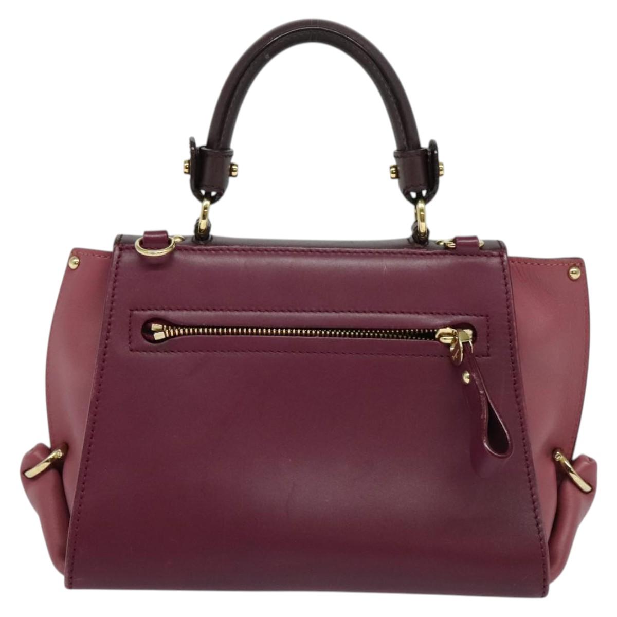 Salvatore Ferragamo Gancini Hand Bag Leather 2way Purple Gold Auth 121556