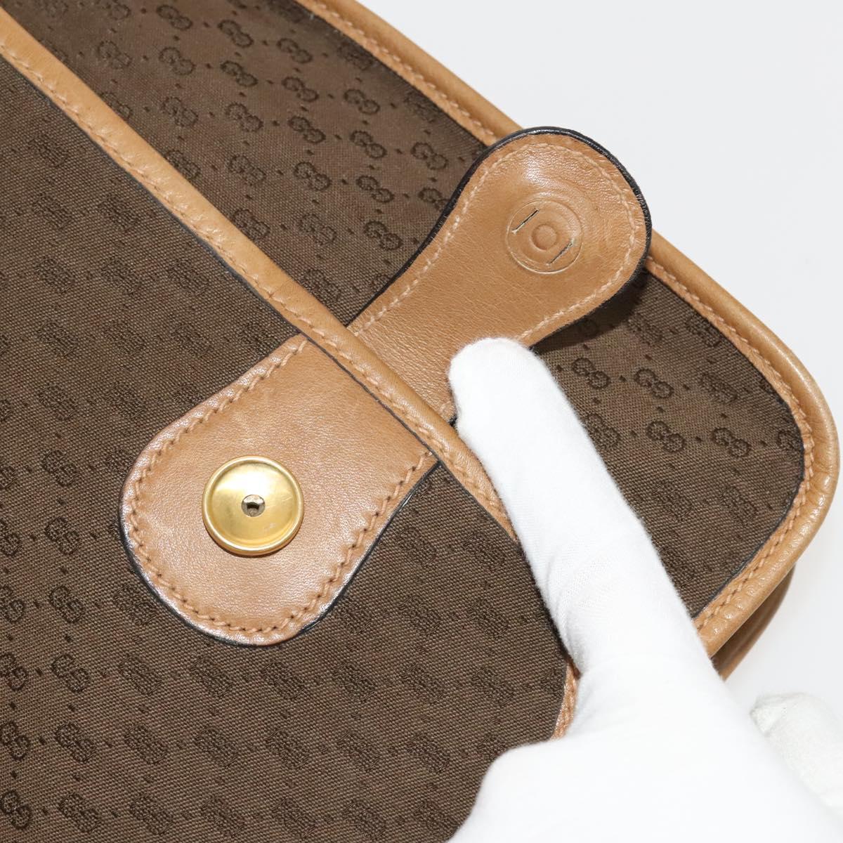 GUCCI Micro GG Canvas Hand Bag 2way Brown Gold Auth 121561