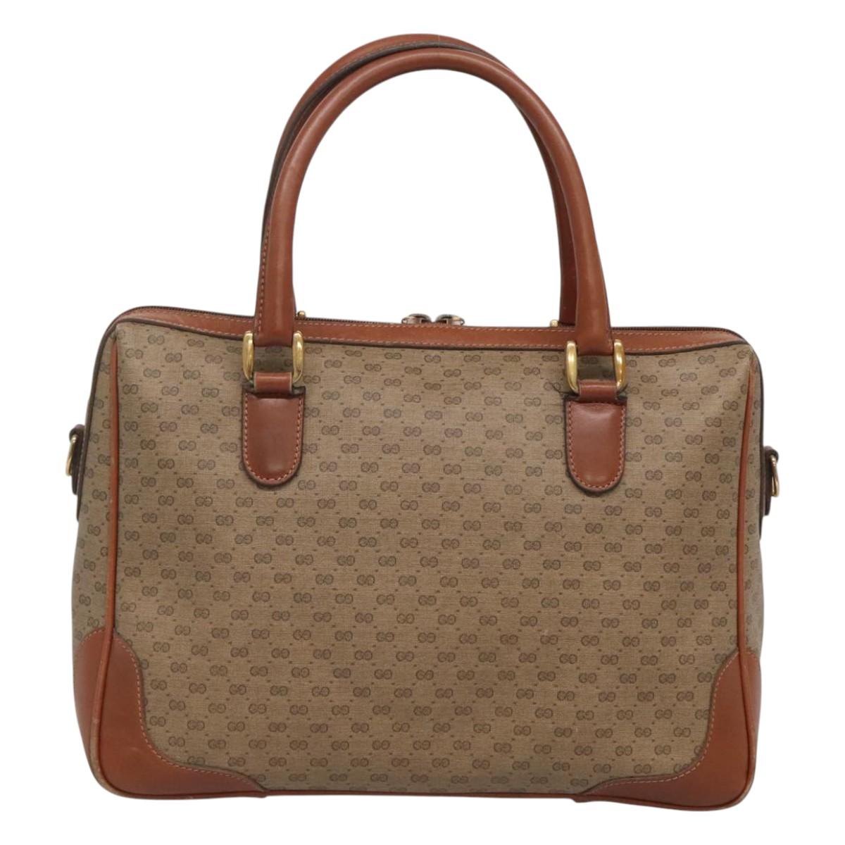 GUCCI Micro GG Supreme Hand Bag PVC 2way Beige Gold 002 25 0033 Auth 121562