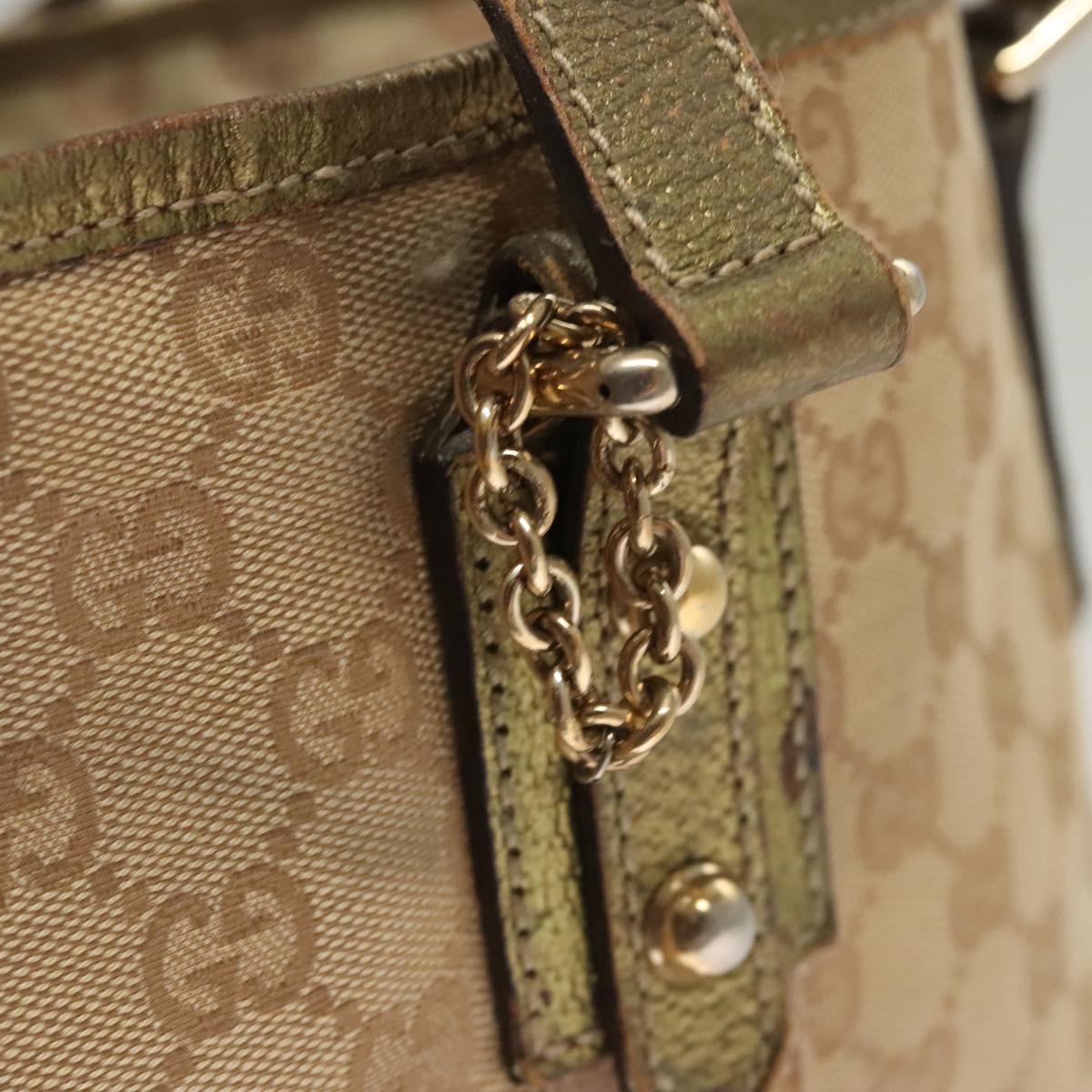 GUCCI GG Canvas Hand Bag Beige Gold 139261 Auth 121563