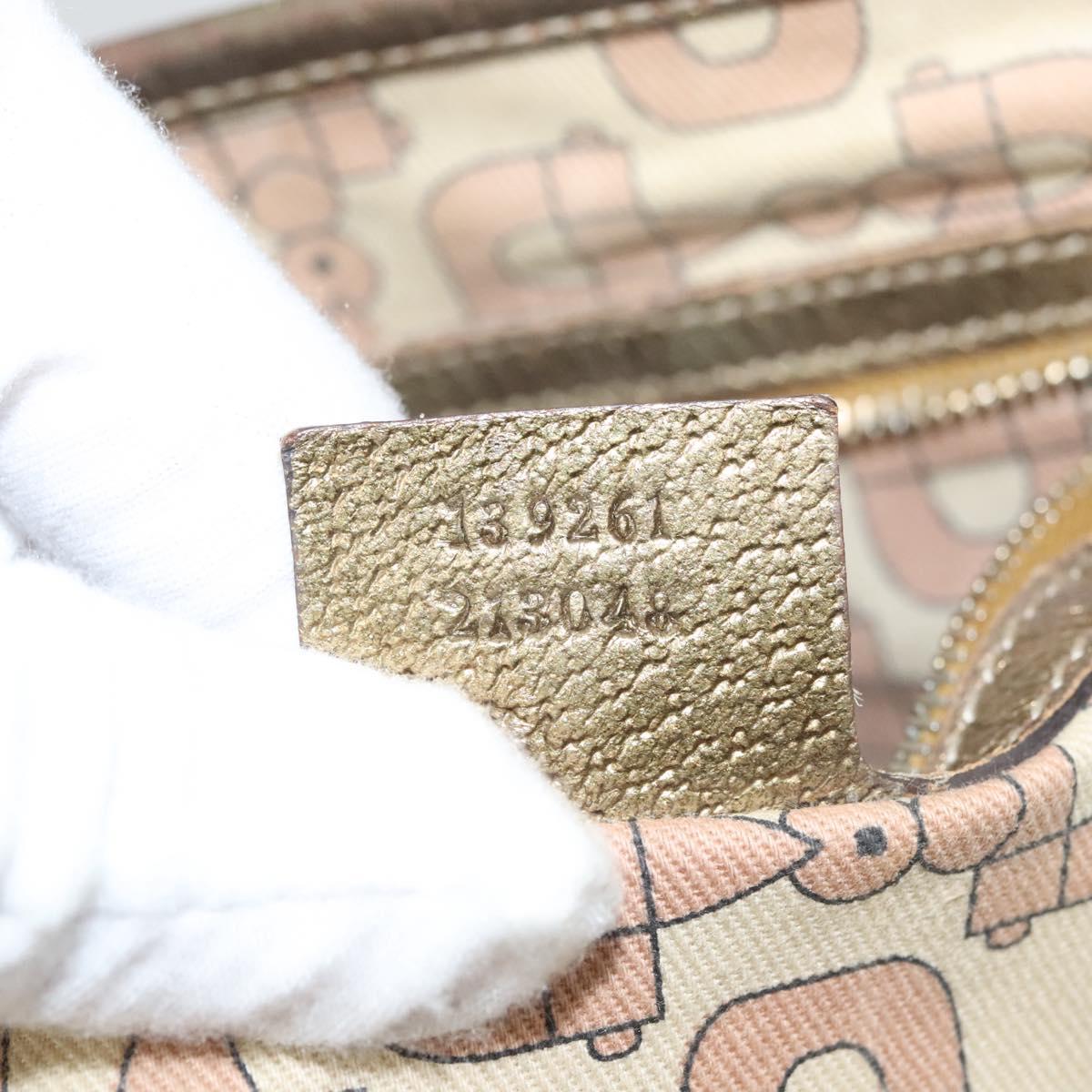 GUCCI GG Canvas Hand Bag Beige Gold 139261 Auth 121563