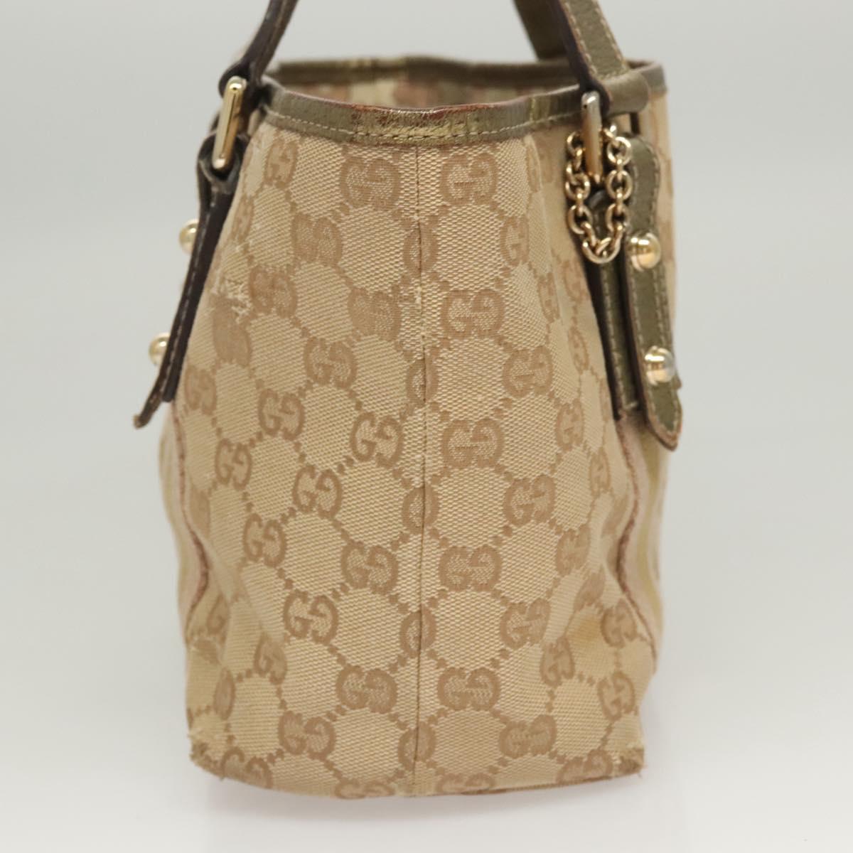GUCCI GG Canvas Hand Bag Beige Gold 139261 Auth 121563