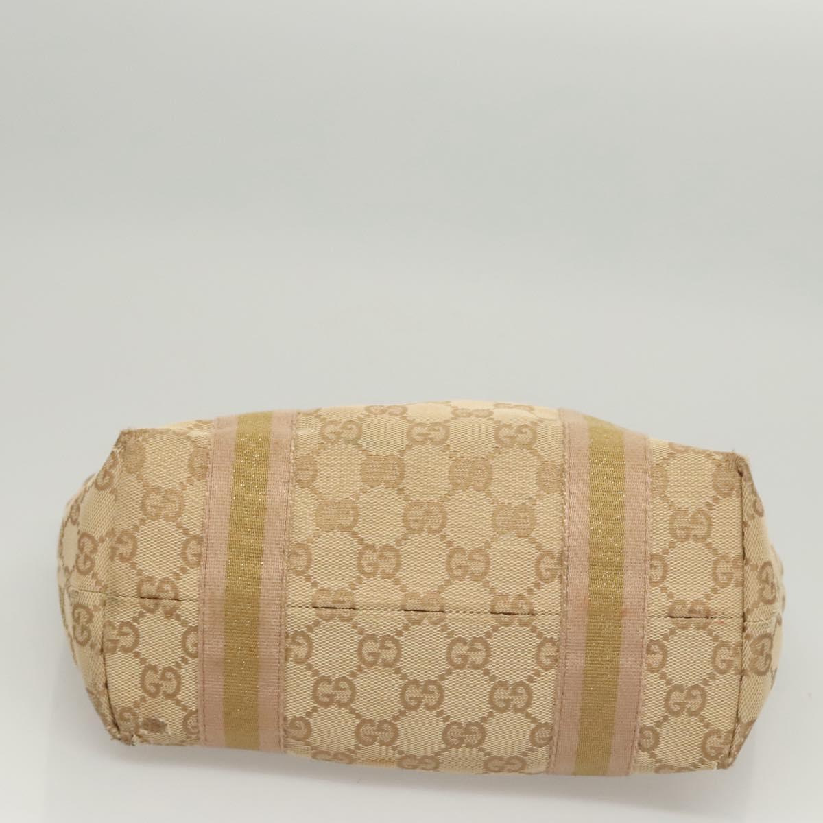 GUCCI GG Canvas Hand Bag Beige Gold 139261 Auth 121563