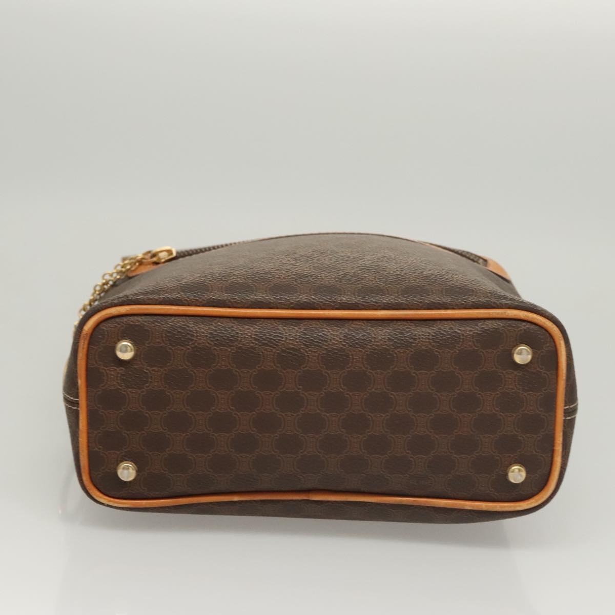 CELINE Macadam Canvas Shoulder Bag PVC Leather Brown Gold Auth 121564