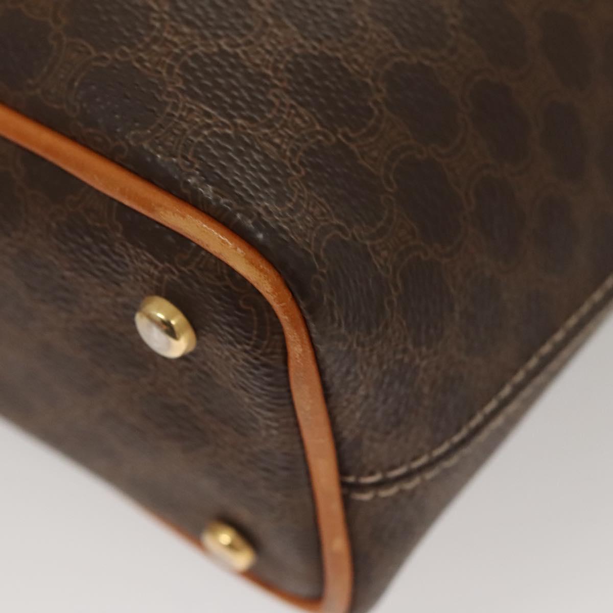 CELINE Macadam Canvas Shoulder Bag PVC Leather Brown Gold Auth 121564