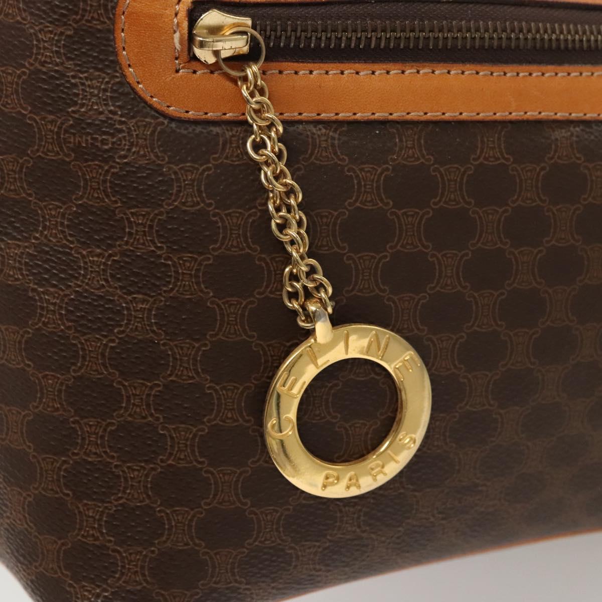 CELINE Macadam Canvas Shoulder Bag PVC Leather Brown Gold Auth 121564