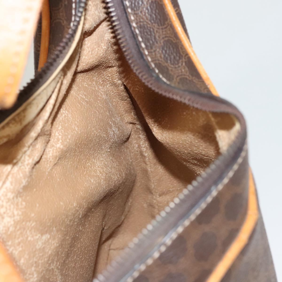 CELINE Macadam Canvas Shoulder Bag PVC Leather Brown Gold Auth 121564