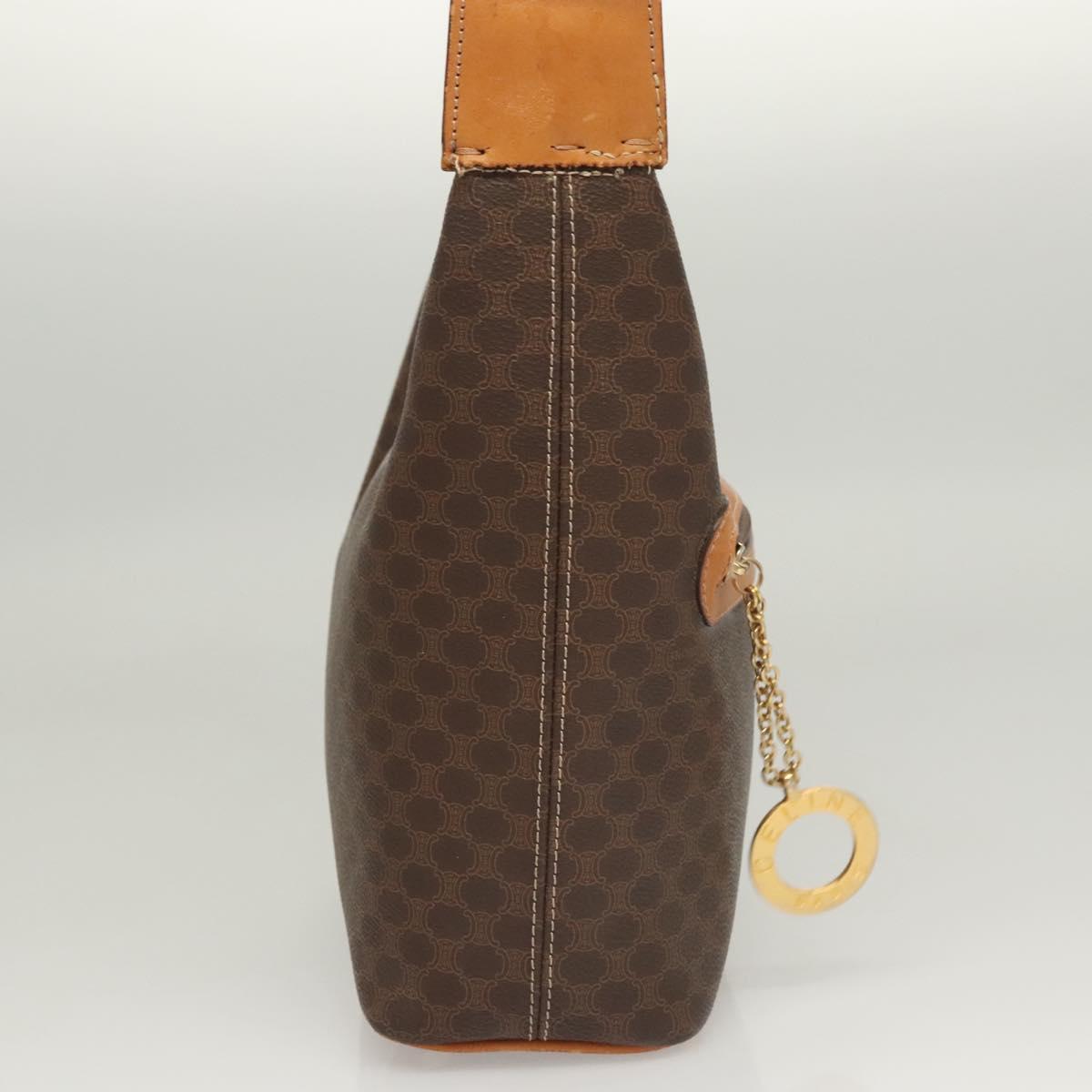 CELINE Macadam Canvas Shoulder Bag PVC Leather Brown Gold Auth 121564