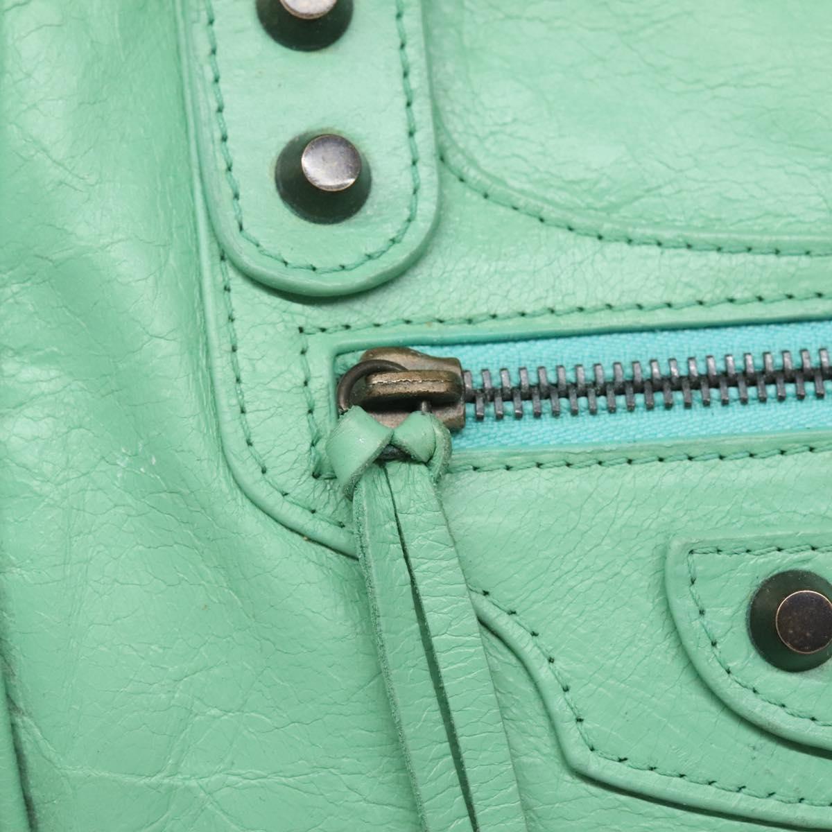 BALENCIAGA The Sunday Hand Bag Leather Peppermint 228755 Auth 121585