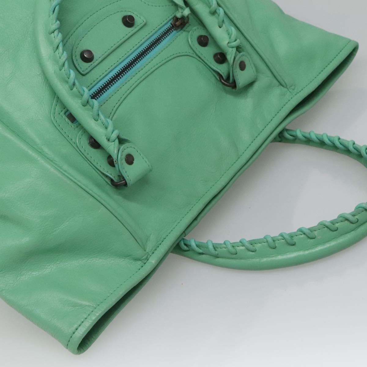 BALENCIAGA The Sunday Hand Bag Leather Peppermint 228755 Auth 121585