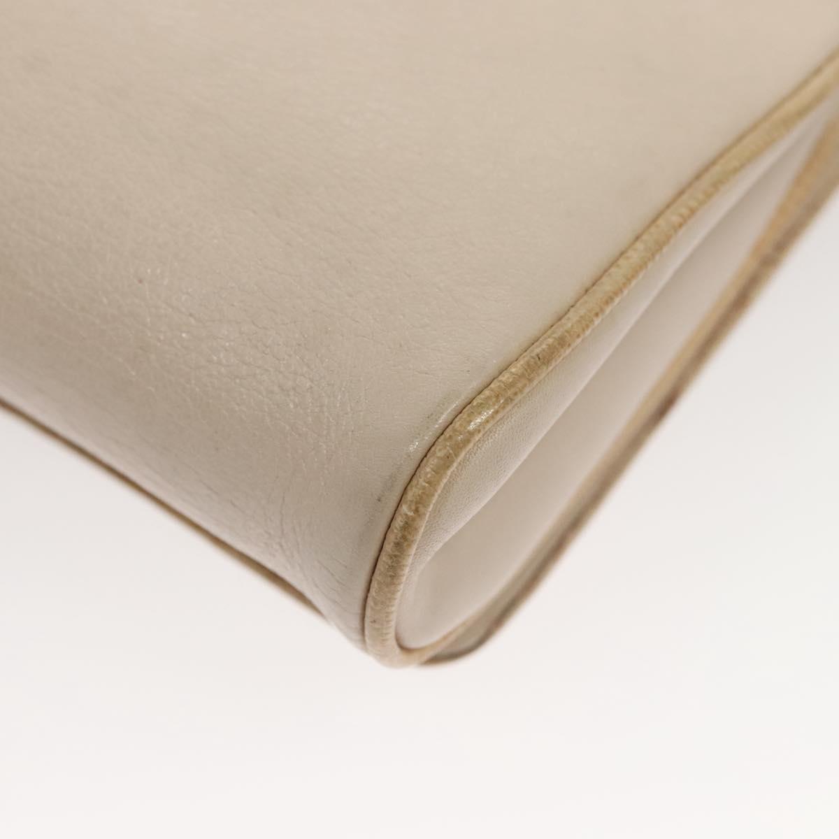 CELINE Shoulder Bag Leather Beige Gold Auth 121591