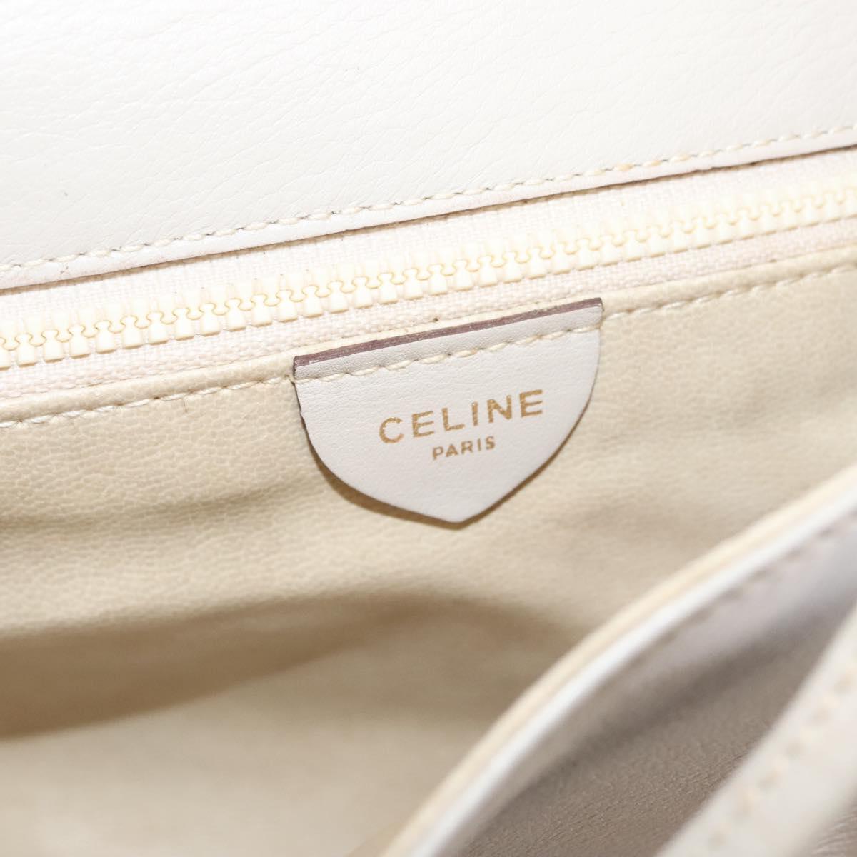 CELINE Shoulder Bag Leather Beige Gold Auth 121591