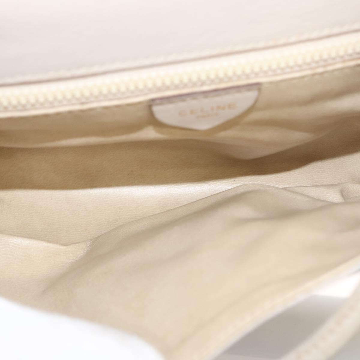 CELINE Shoulder Bag Leather Beige Gold Auth 121591