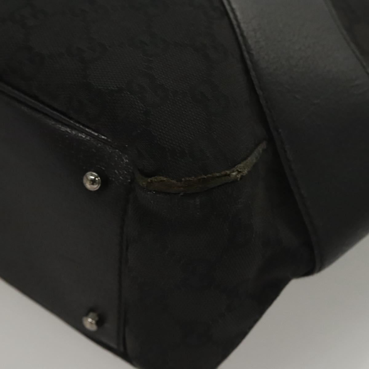 GUCCI GG Canvas Tote Bag Black Silver 113011 Auth 121593