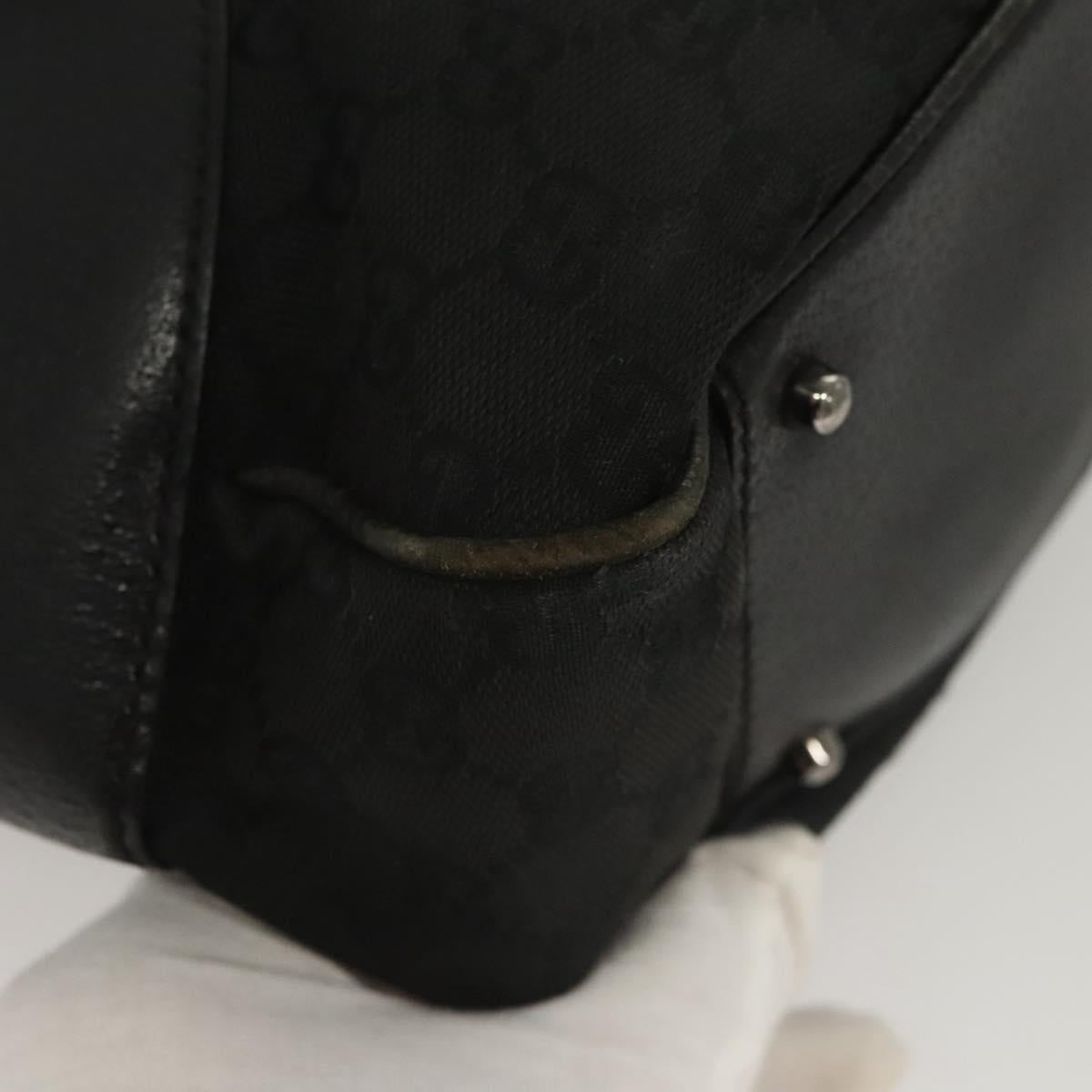 GUCCI GG Canvas Tote Bag Black Silver 113011 Auth 121593