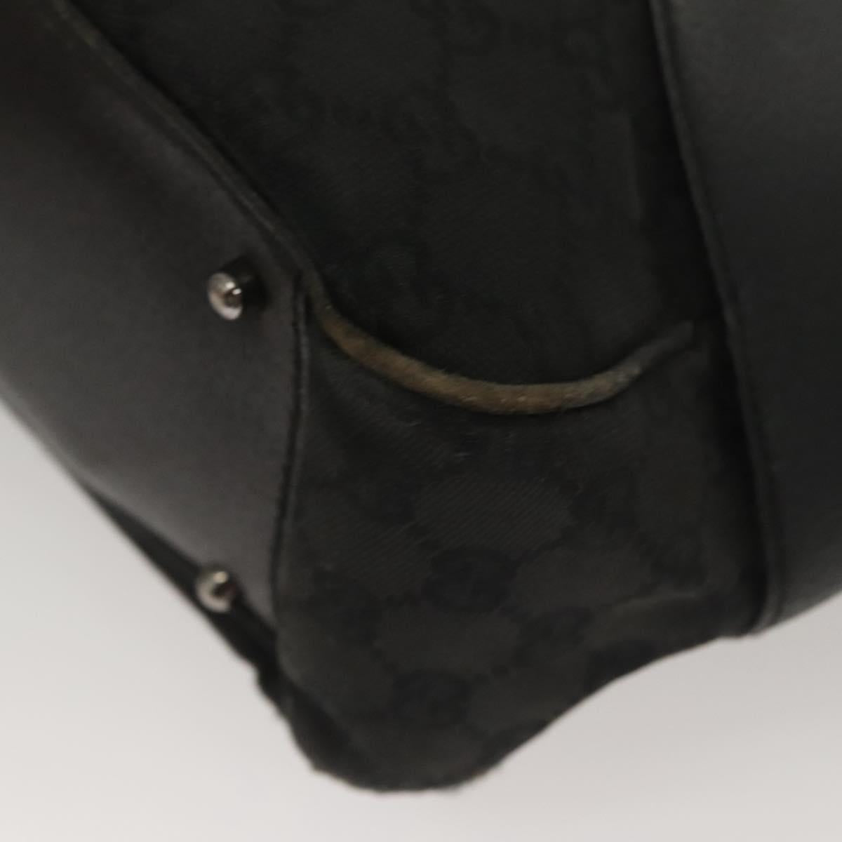 GUCCI GG Canvas Tote Bag Black Silver 113011 Auth 121593