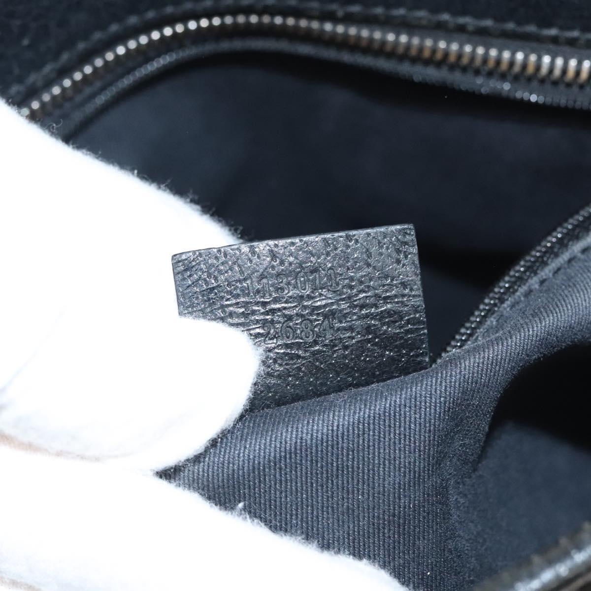 GUCCI GG Canvas Tote Bag Black Silver 113011 Auth 121593