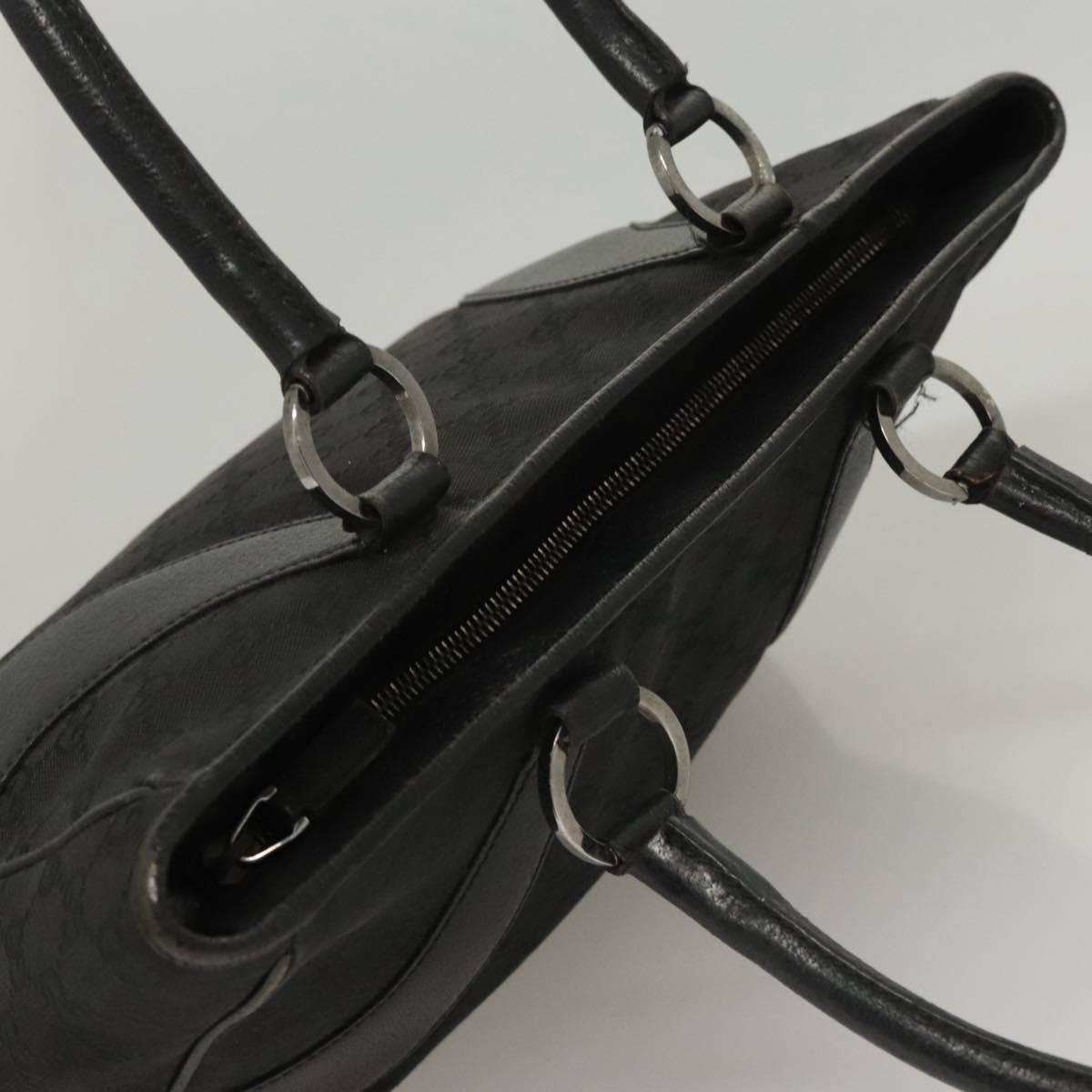 GUCCI GG Canvas Tote Bag Black Silver 113011 Auth 121593
