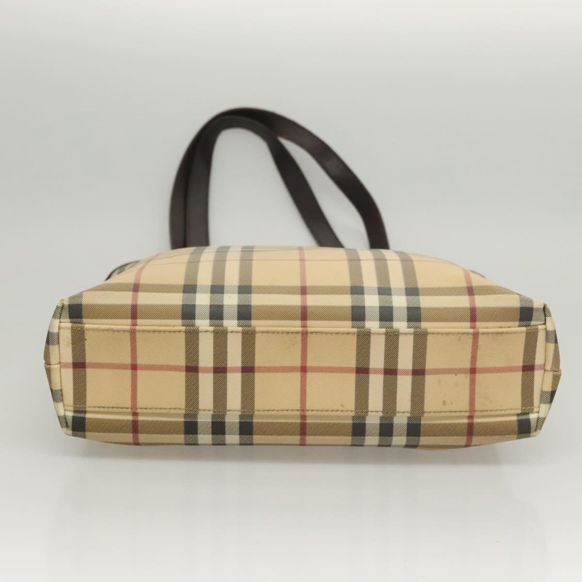 BURBERRY Nova Check Tote Bag PVC Beige Auth 121605