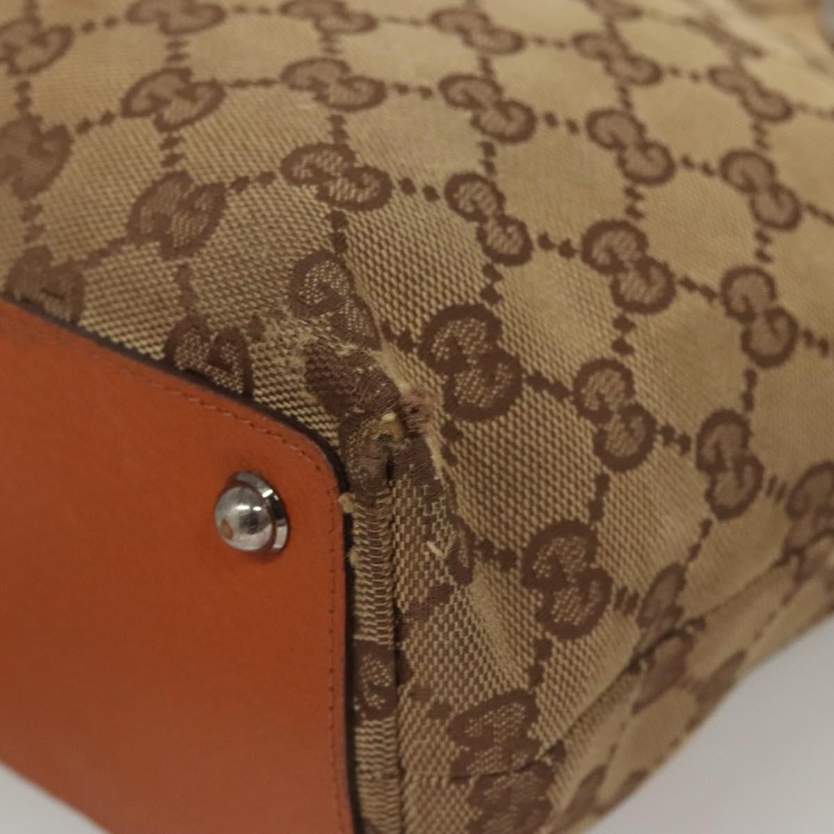 GUCCI GG Canvas Tote Bag Beige Silver 120840 Auth 121608