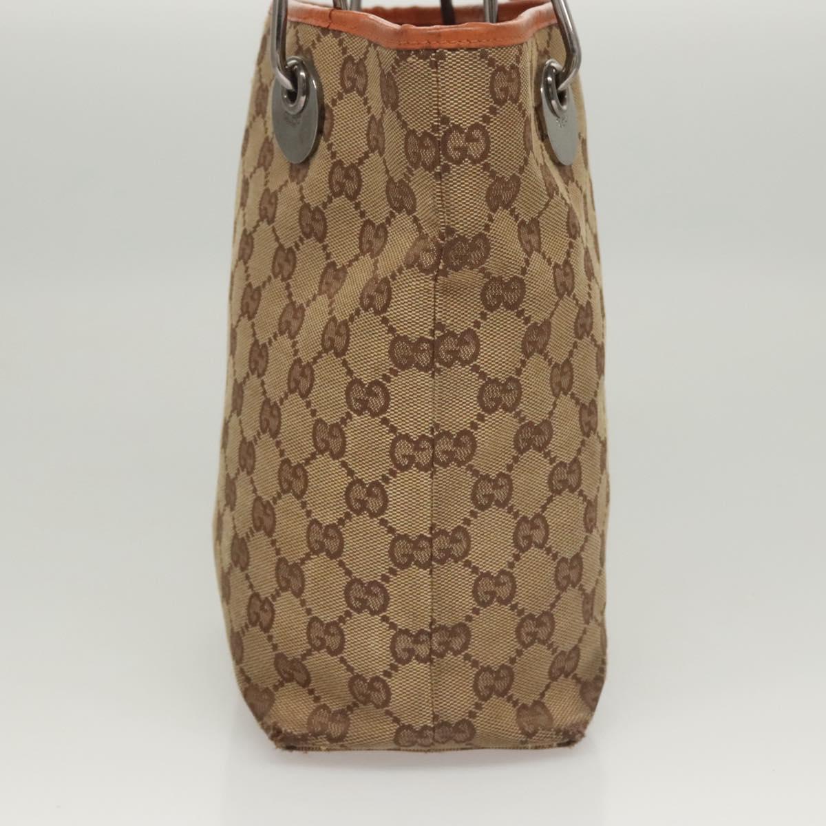 GUCCI GG Canvas Tote Bag Beige Silver 120840 Auth 121608