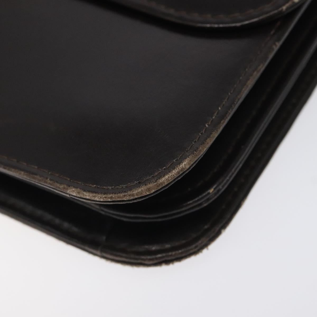 GUCCI Shoulder Bag Leather Brown Gold Auth 121613