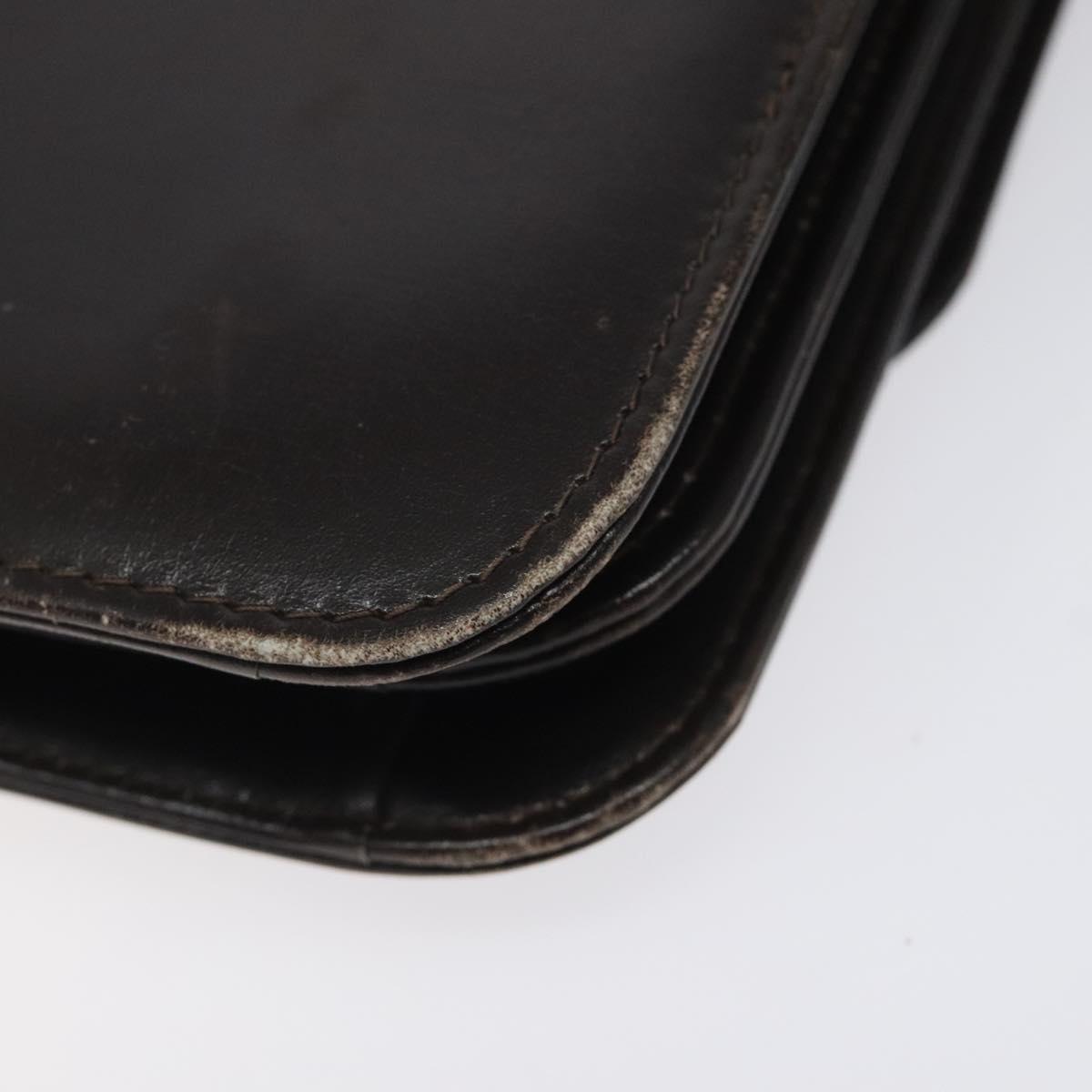 GUCCI Shoulder Bag Leather Brown Gold Auth 121613