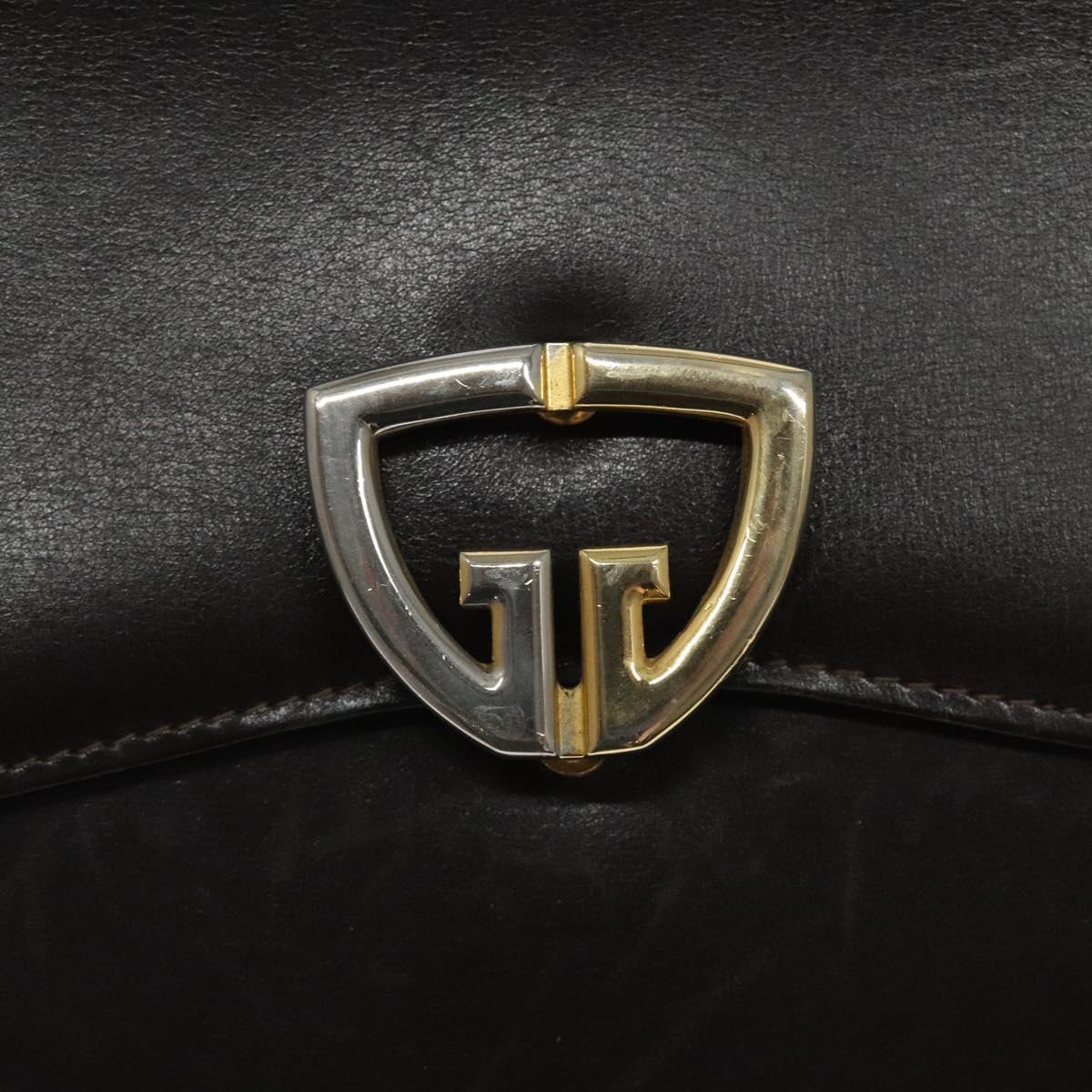 GUCCI Shoulder Bag Leather Brown Gold Auth 121613