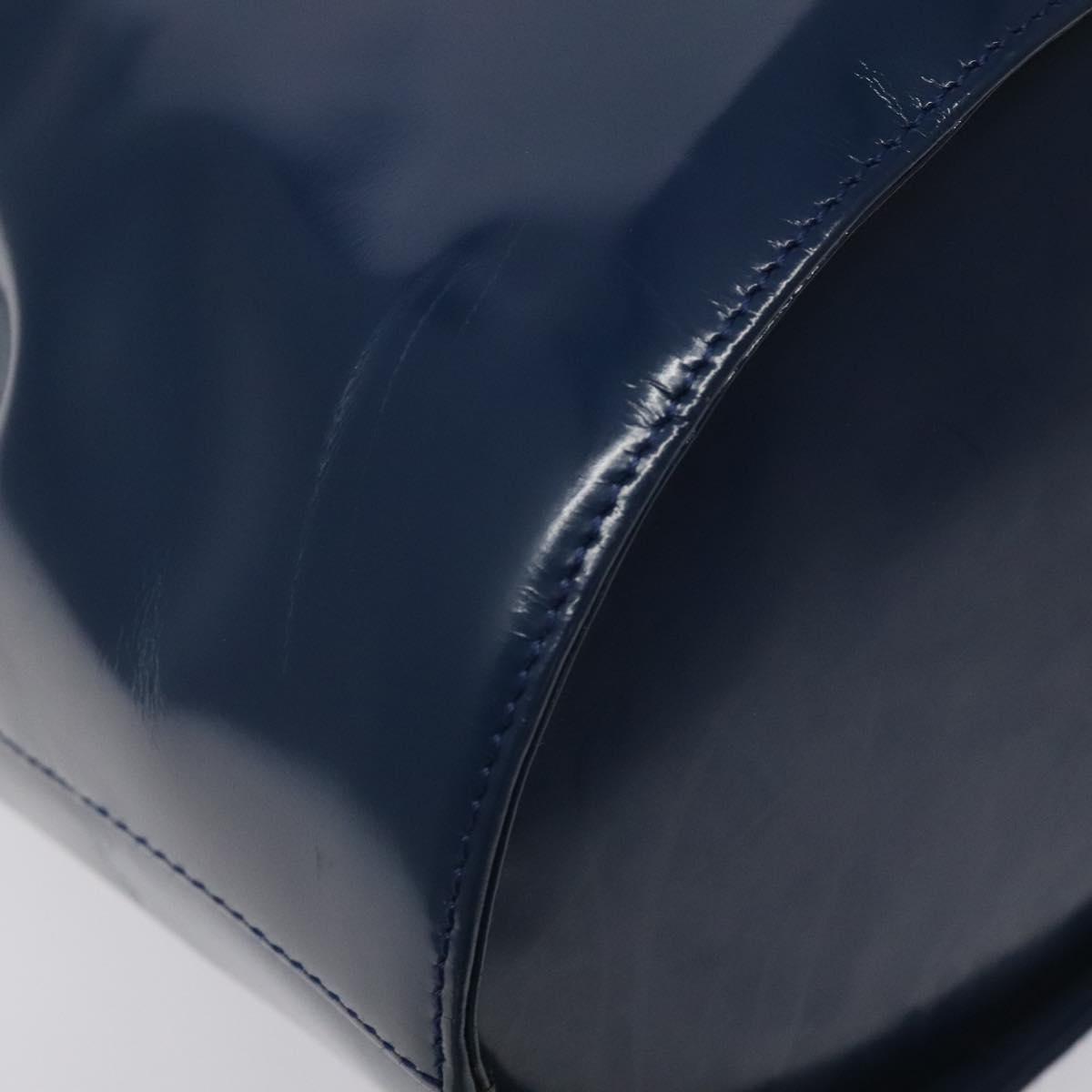 Salvatore Ferragamo Shoulder Bag Patent leather Blue Silver Auth 121614