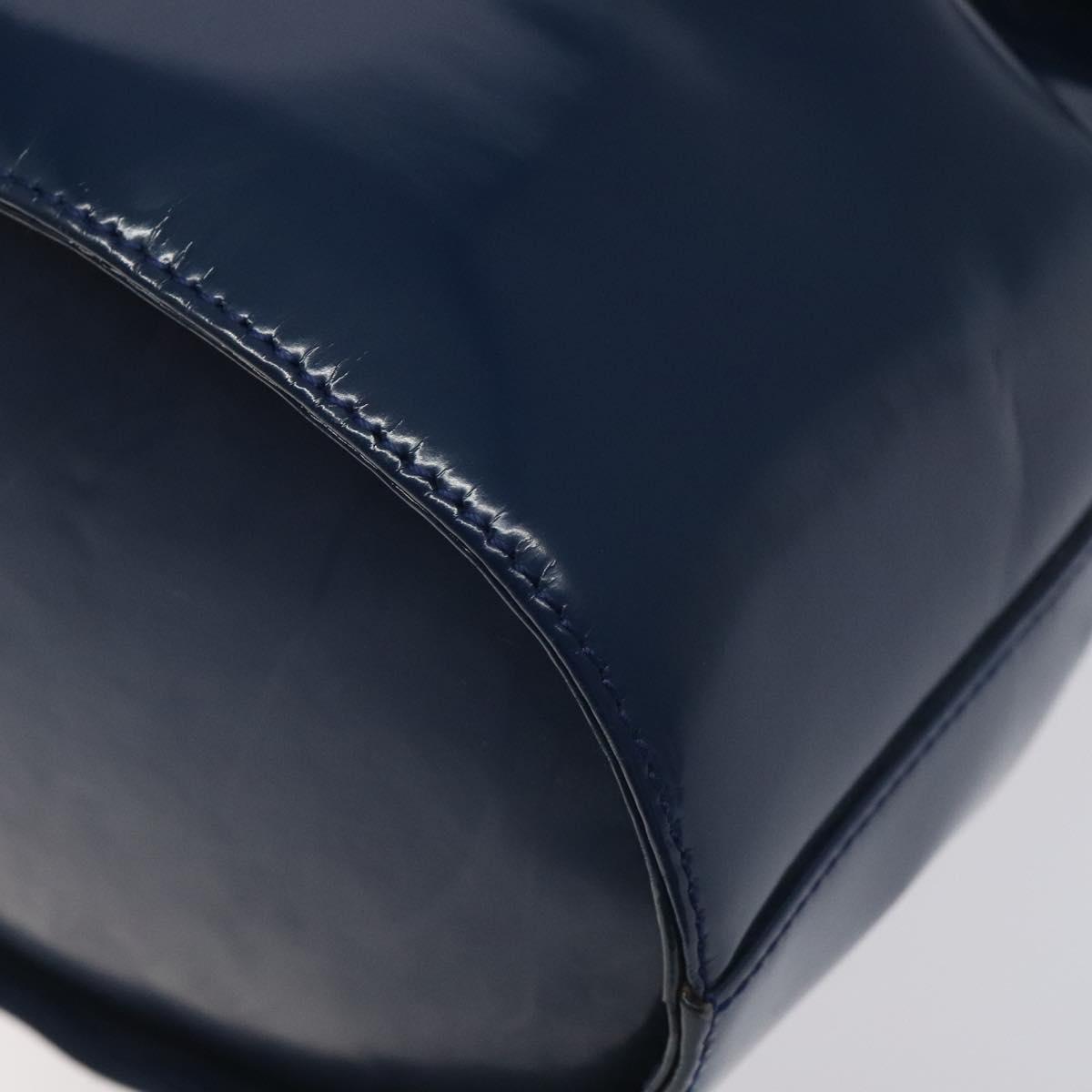 Salvatore Ferragamo Shoulder Bag Patent leather Blue Silver Auth 121614