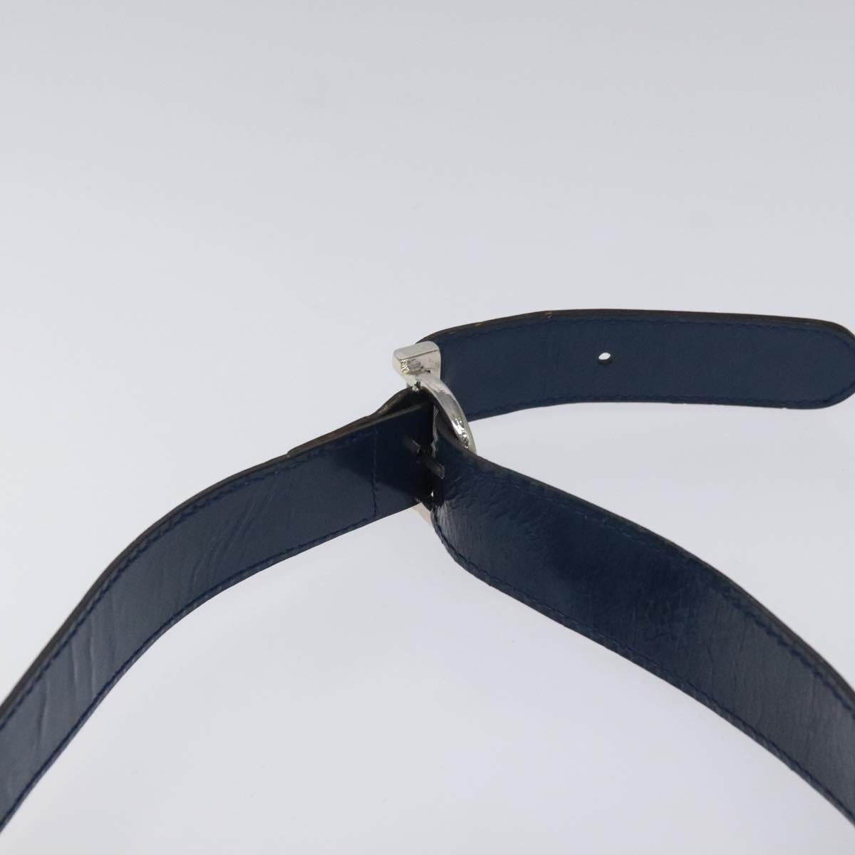 Salvatore Ferragamo Shoulder Bag Patent leather Blue Silver Auth 121614