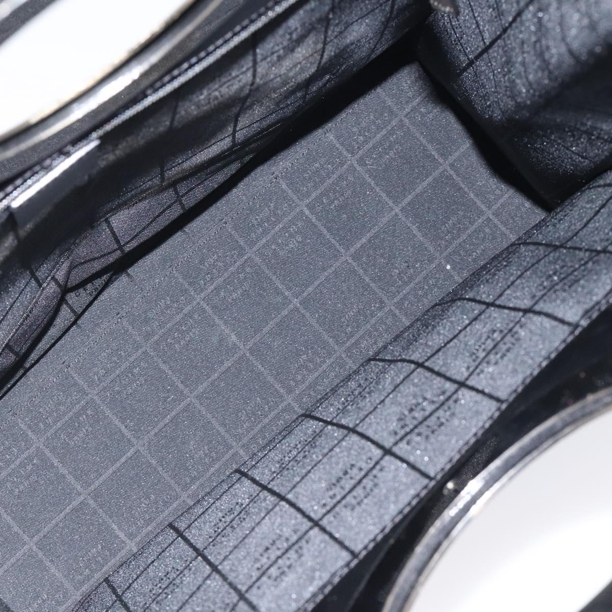 CELINE Hand Bag Enamel Black Silver Auth 121615