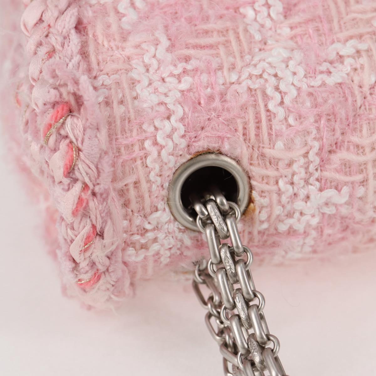 CHANEL Chain Matelasse 2.55 Shoulder Bag Tweed Pink CC Auth 121623AM