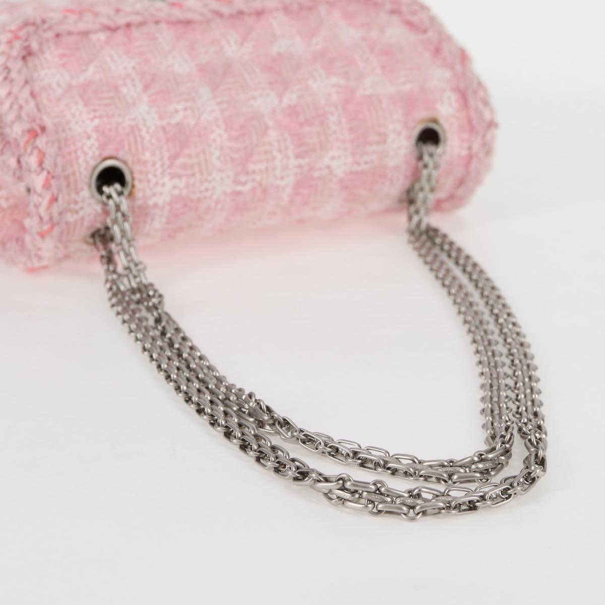 CHANEL Chain Matelasse 2.55 Shoulder Bag Tweed Pink CC Auth 121623AM